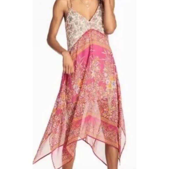 LUCKY BRAND Women Layla Scarf Sundress Sz M Multicolor Boho Beachy Festive 93-5 - Picture 1 of 12